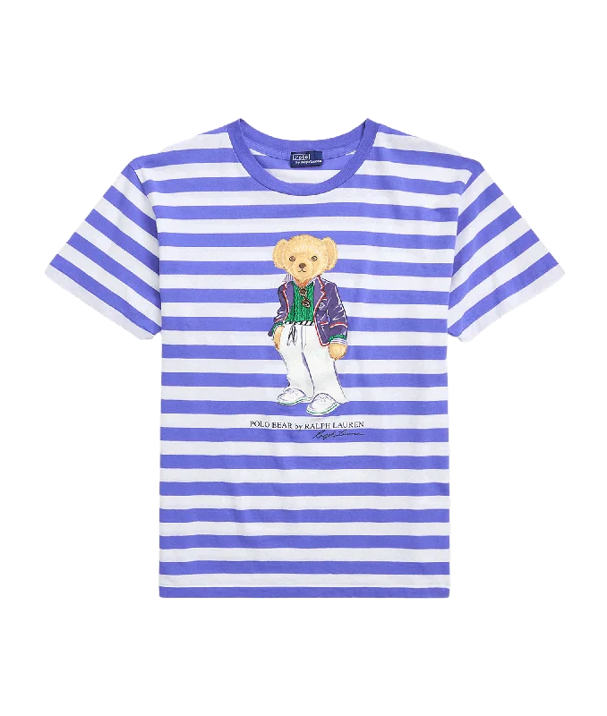 Polo Bear Striped Cotton Tee - Resort Blue/White Stripe