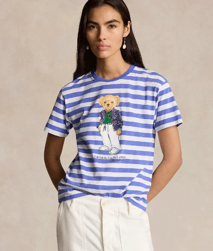 Polo Bear Striped Cotton Tee - Resort Blue/White Stripe