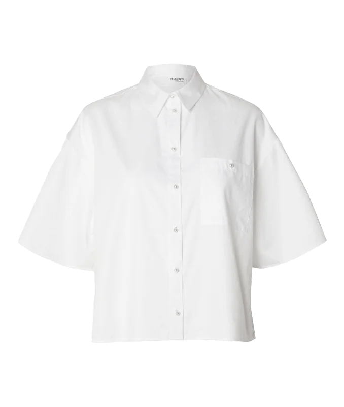 Cropped Short Sleeved Shirt - White