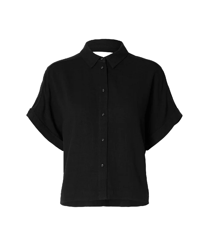 Cropped Short Sleeved Shirt - Black