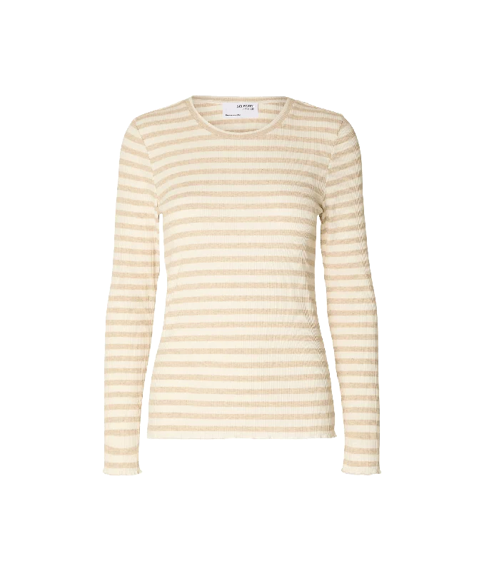 Striped Long-sleeved T-shirt - Cream