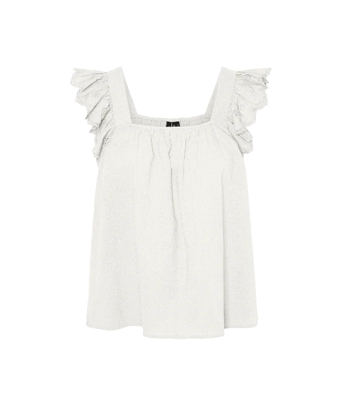 Priya S/L Frill Top - White