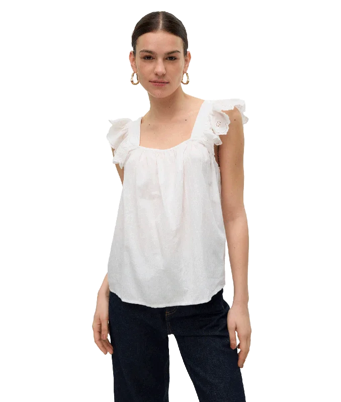 Priya S/L Frill Top - White