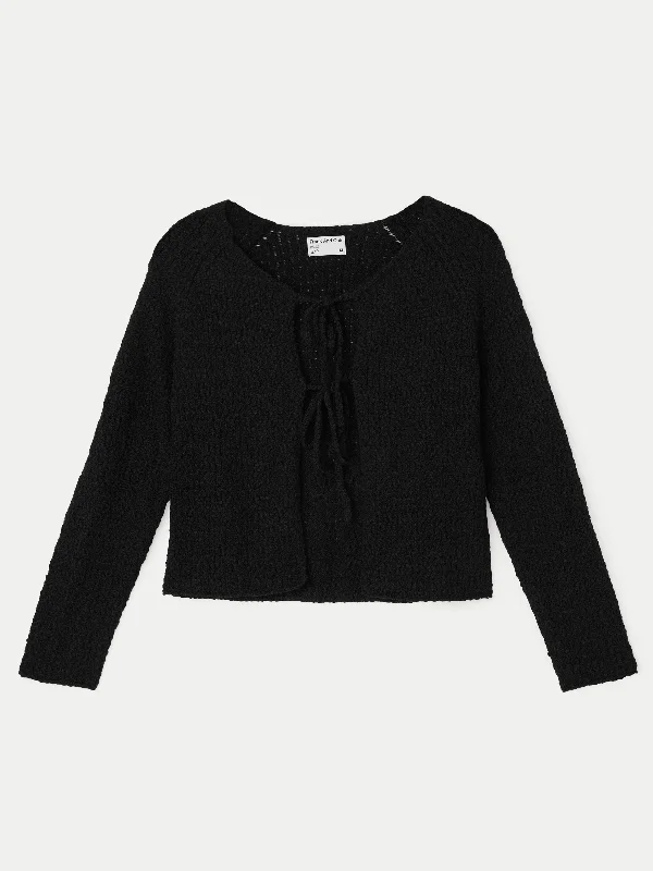 The Crochet Knit Cardigan in Black