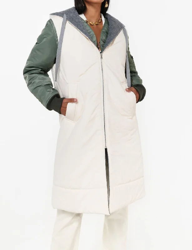 5-In-1 Reversible Coat & Vest In Lt Grey/green