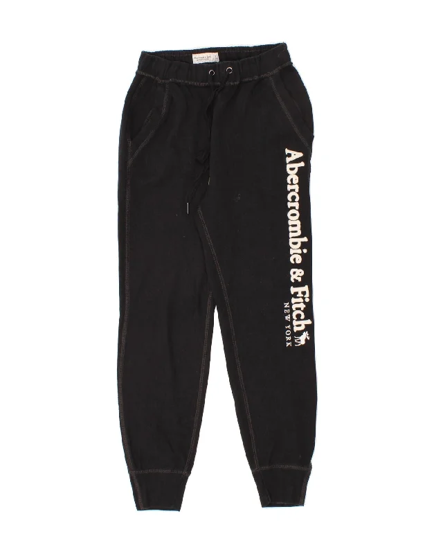 ABERCROMBIE & FITCH Womens Tracksuit Trousers Joggers UK 8 Small Black