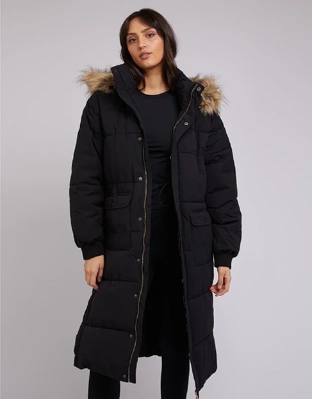 Active Fur Longline Puffer - Black