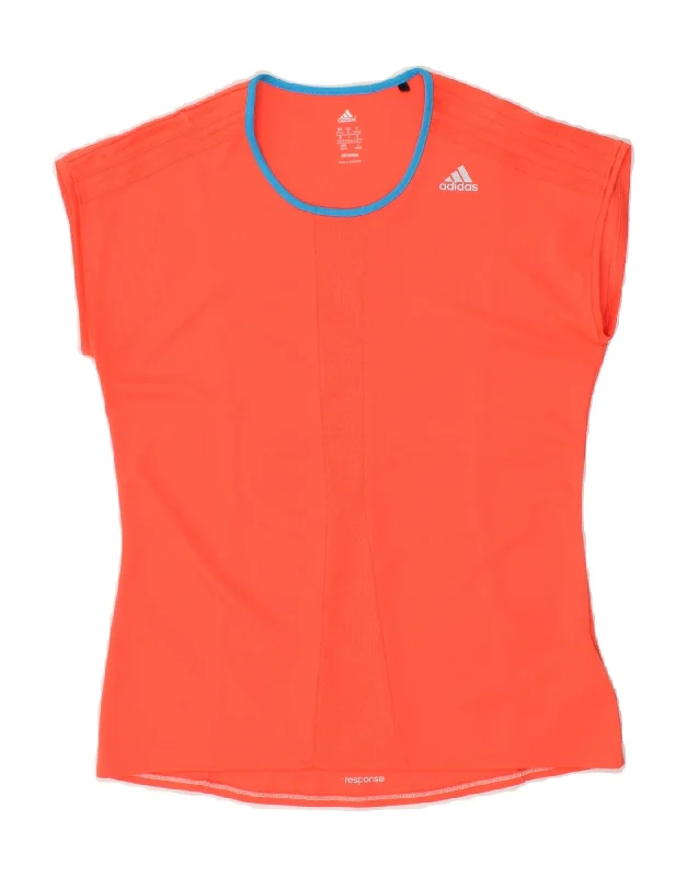 ADIDAS Womens Climalite T-Shirt Top UK 12/14 Medium Orange Polyester