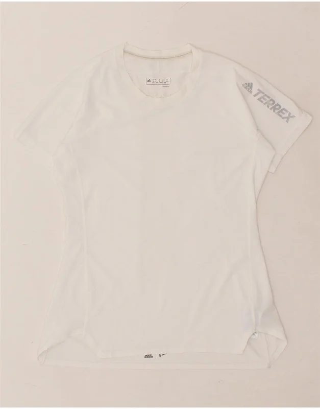 ADIDAS Womens Graphic T-Shirt Top UK 8/10 Small White Polyester