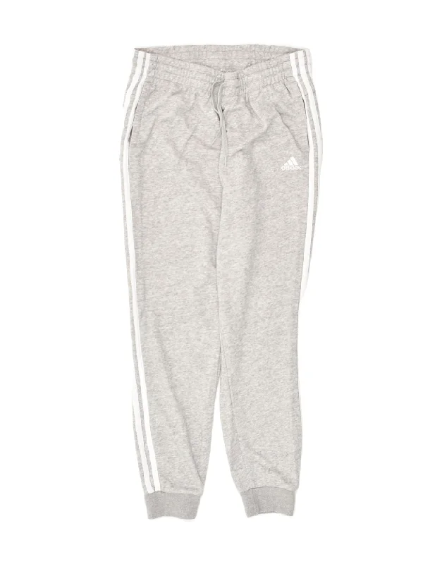 ADIDAS Womens Tracksuit Trousers Joggers UK 12/14 Medium Grey Cotton