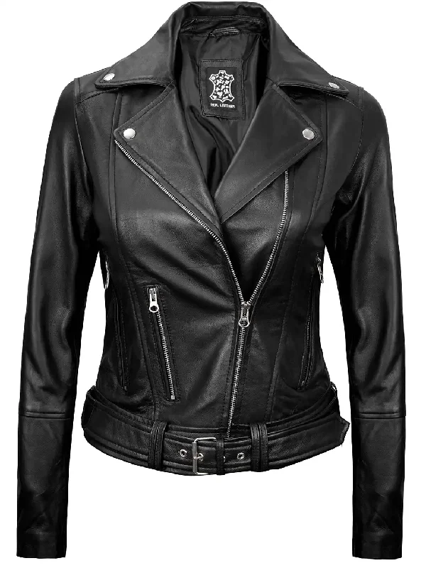 Aldo Womens Asymmetrical Black Leather Jacket