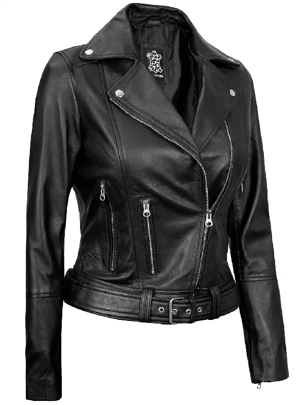 Aldo Womens Asymmetrical Black Leather Jacket