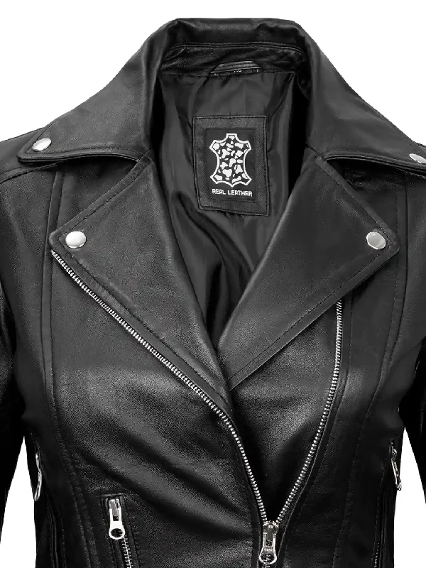 Aldo Womens Asymmetrical Black Leather Jacket