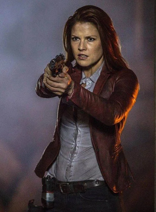 Ali Larter Claire Redfield Burgundy Leather Blazer