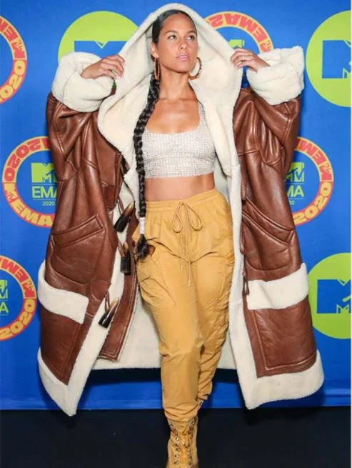 Alicia Keys Shearling Coat