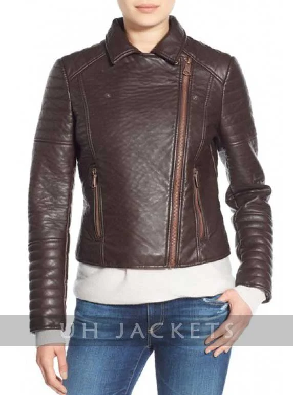 Andrew Marc Moto Leather Jacket with Removable Faux Fur Collar