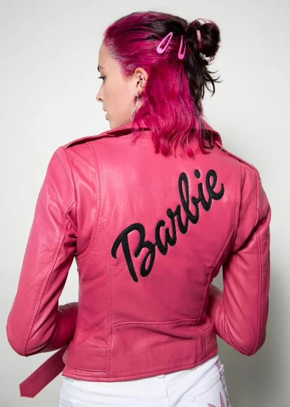 WOMENS STYLISH PINK BIKER LEATHER JACKET