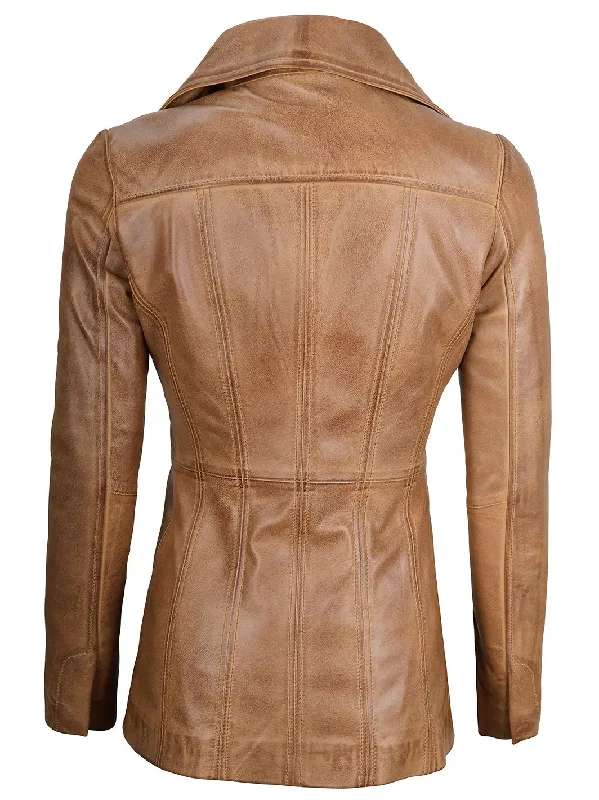 Bitonto Camel Brown Leather Blazer