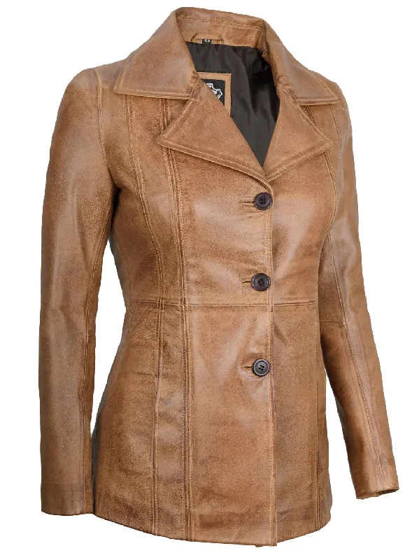 Bitonto Camel Brown Leather Blazer