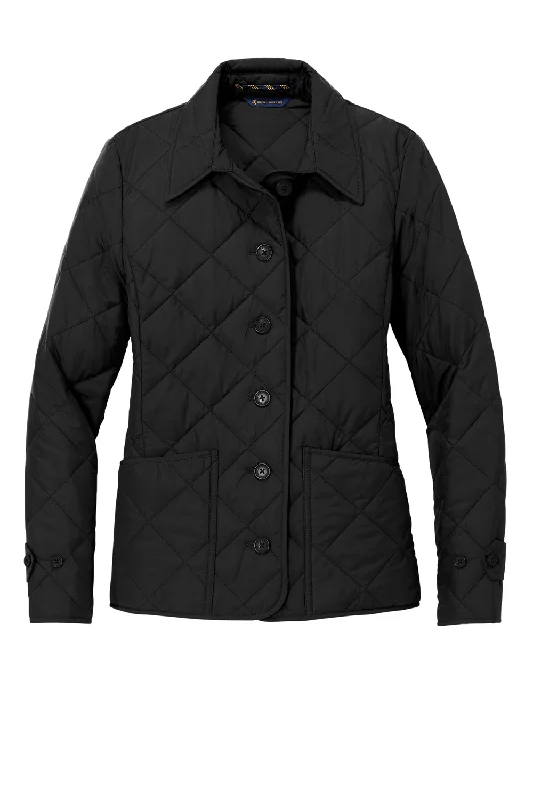 Brooks Brothers Womens Water Resistant Quilted Full Zip Jacket - Deep Black