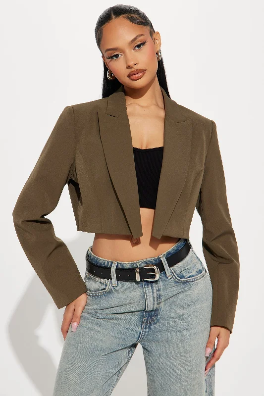 Business Plan Cropped Blazer - Olive