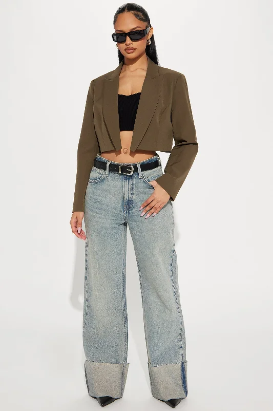 Business Plan Cropped Blazer - Olive