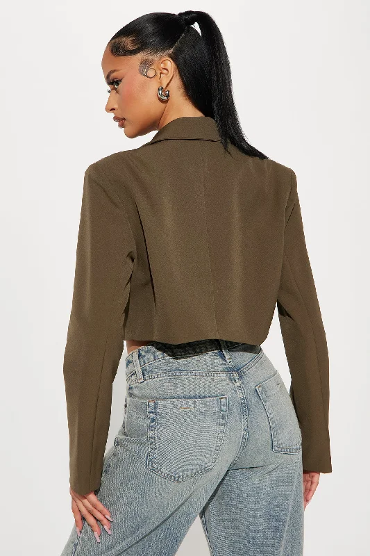 Business Plan Cropped Blazer - Olive