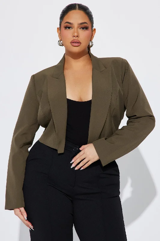 Business Plan Cropped Blazer - Olive