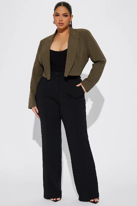 Business Plan Cropped Blazer - Olive