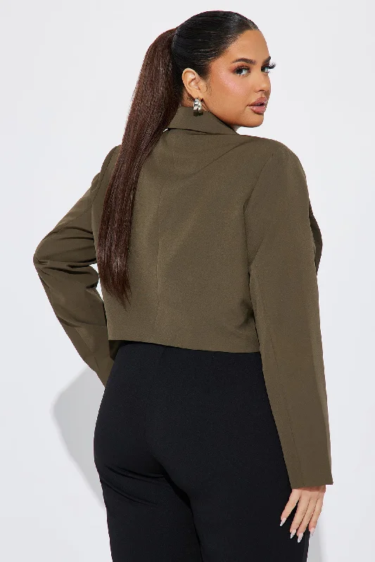 Business Plan Cropped Blazer - Olive