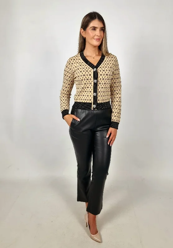 Butterflies Chanel Inspired Beige/Black Cardigan