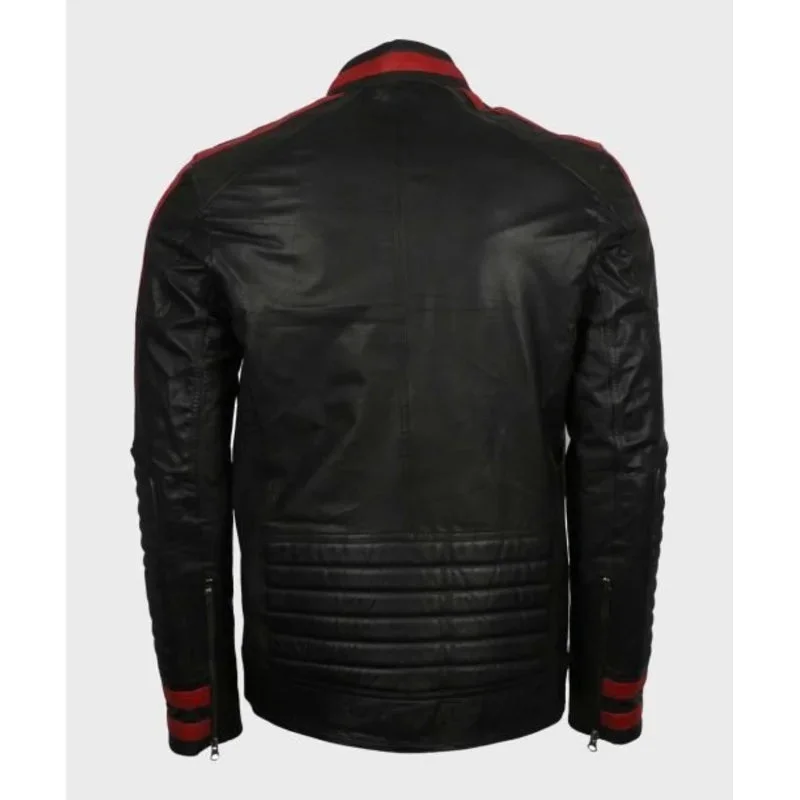 Cafe Racer Red & Black Leather Jacket