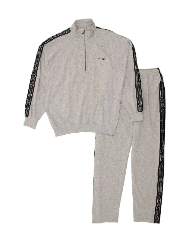 CHAMPION Womens Graphic Full Tracksuit UK 18 XL Grey Cotton