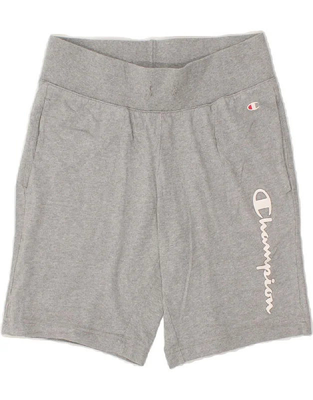 CHAMPION Womens Graphic Sport Shorts UK 10 Small Grey Cotton