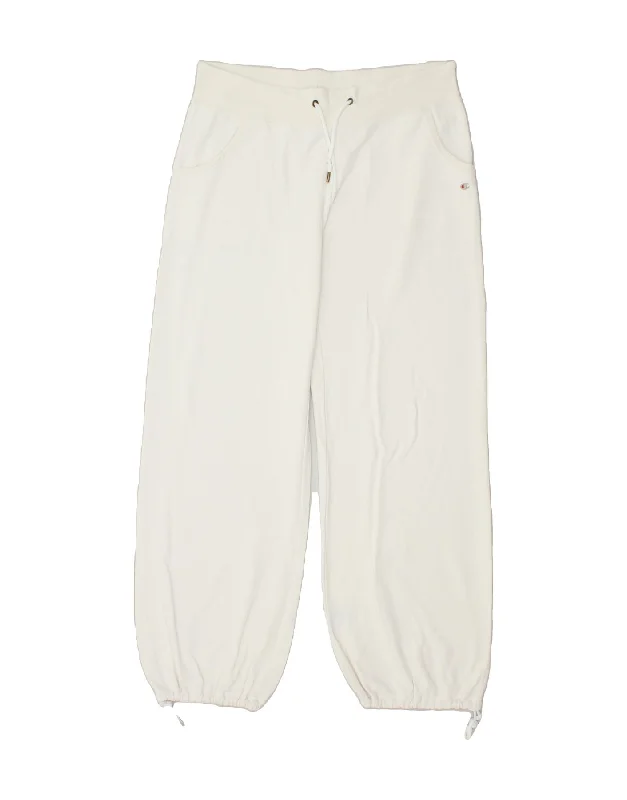 CHAMPION Womens Tracksuit Trousers Joggers UK 14 Large White Cotton