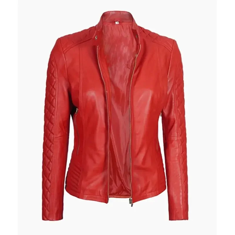 Classic Red Leather Women's Jacket