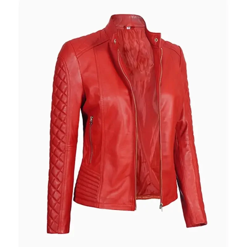 Classic Red Leather Women's Jacket