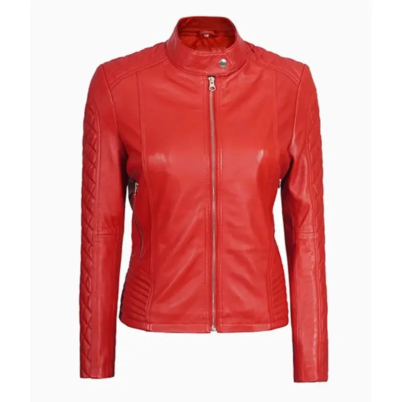 Classic Red Leather Women's Jacket