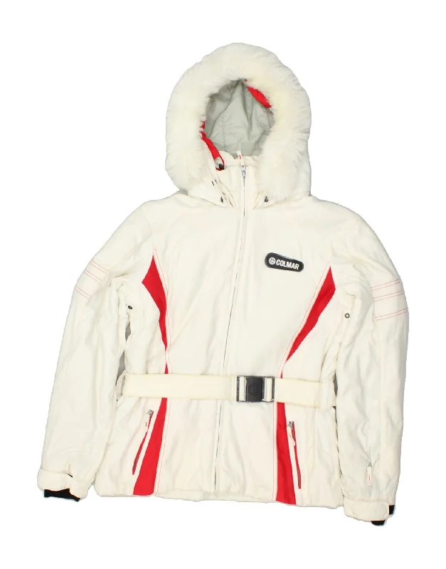 COLMAR Womens Hooded Ski Jacket IT 42 Medium White