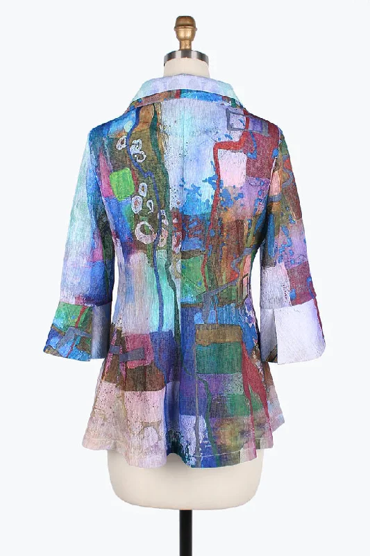 Damee Watercolor art double collar jacket 4810-Purple