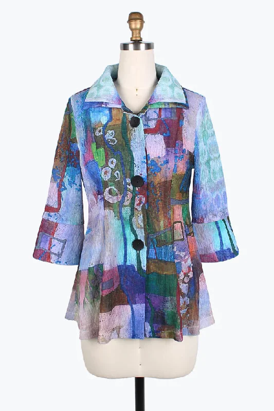 Damee Watercolor art double collar jacket 4810-Purple