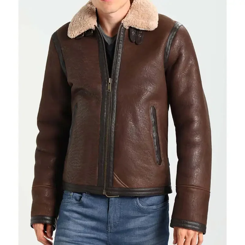 Dark Brown Aviator Style Men's Jacket