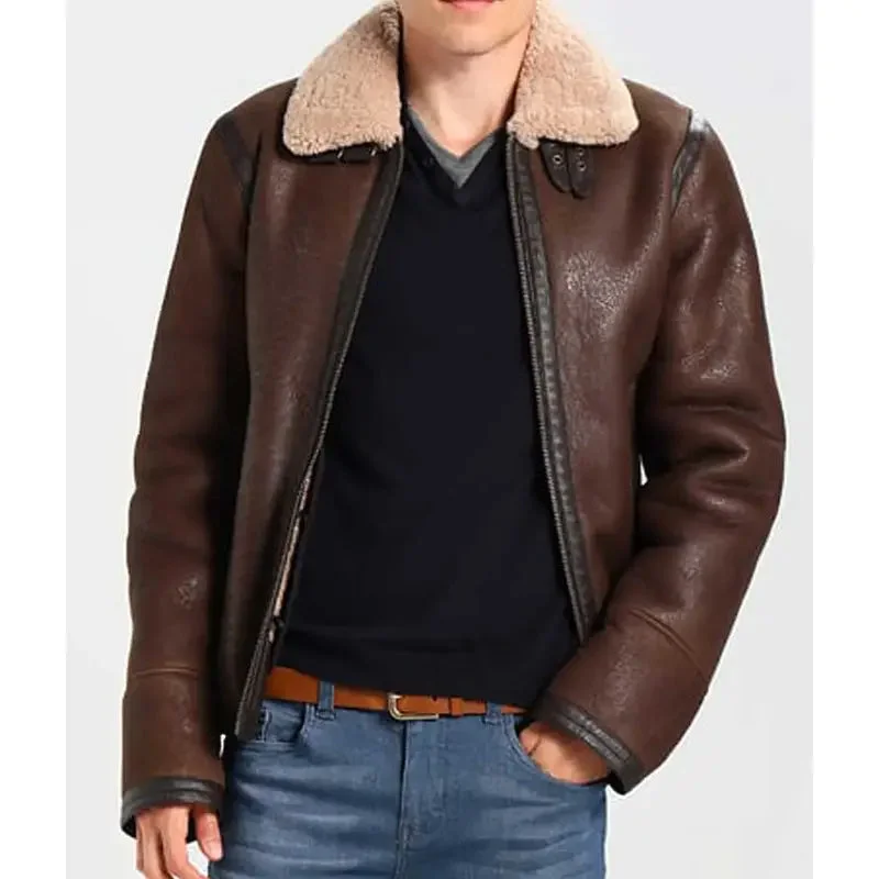 Dark Brown Aviator Style Men's Jacket