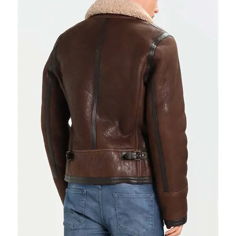 Dark Brown Aviator Style Men's Jacket