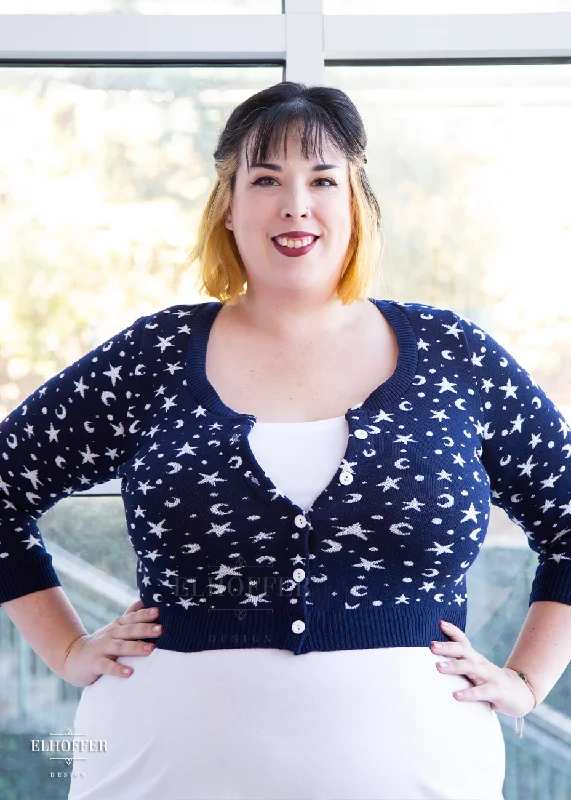 Essential Cordelia Cropped Cardi - Navy Starry Witch