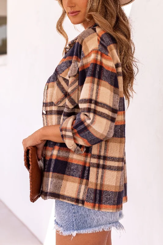 Fall For It Rust Plaid Shacket