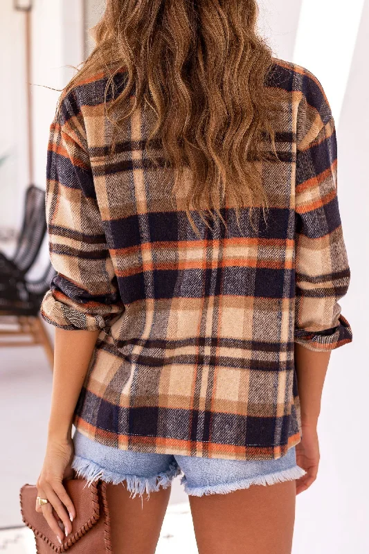 Fall For It Rust Plaid Shacket