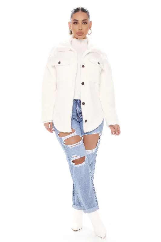 Feels Like Fall Sherpa Shacket - Ivory