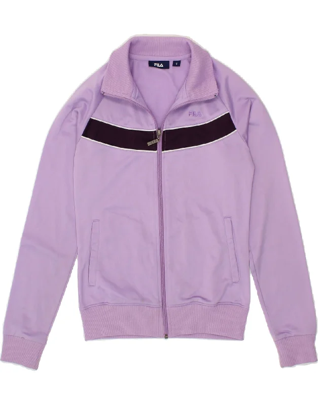 FILA Womens Tracksuit Top Jacket UK 10 Small Purple Colourblock Polyester