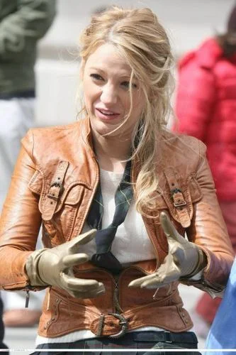 Gossip Girl Serena van der Woodsen Brown Leather Jacket